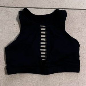 Black Ladder cutout (front side) sports bra, open back, size Small - medium